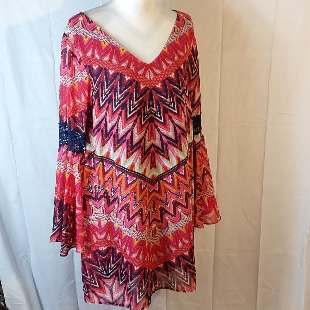 Rock 47 Aztec Statement Sleeves Mini Dress - Picture 6 of 9